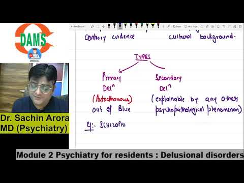 DELUSIONAL DISORDERS, a 15 mins short video lecture for psychiatry residents.