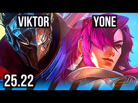 VIKTOR vs YONE (MID) | 8 solo kills, 14/2/9, Legendary | KR Master | 25.22