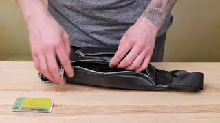 Сумка поясна зерниста шкіряна 14979 Vintage чорний