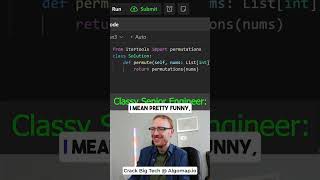 CHEATING Noob Coder vs Classy Senior Engineer on Permutations, Leetcode 46