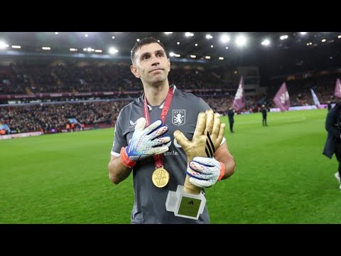 Emiliano Martinez Presents His Golden Glove to Aston Villa Fans