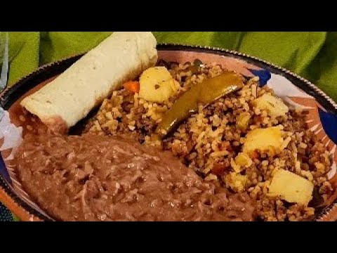CARNE MOLIDA con ARROZ Y PAPAS // Ground Beef with Rice and Potatoes ❤️