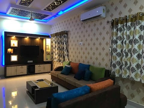 20’ x 10’ Living / Hall Room Design 2019 | MDF jali ceiling / Tv unit / Sofa Design 2019