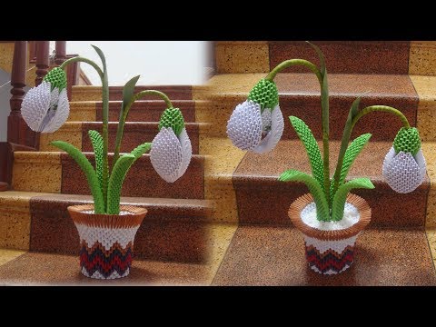 3D Origami Snowdrop Flower , Galanthus Tutorial | DIY Paper Snowdrop Flower Home Decor