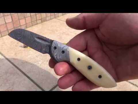 DKC-113 DUST BOWL  Knives Custom Hand Made Damascus Hunting Pocket Folding Knife