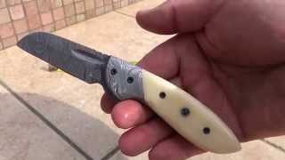 DKC-113 DUST BOWL  Knives Custom Hand Made Damascus Hunting Pocket Folding Knife