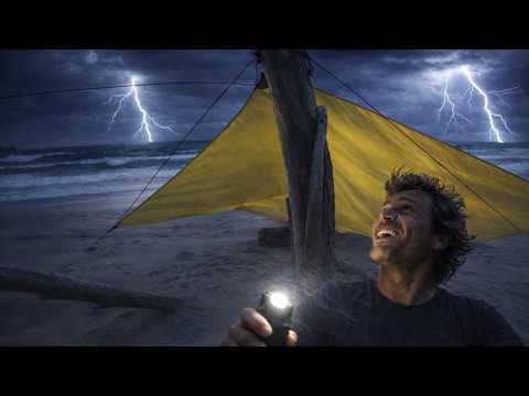 TARP CAMPING IN A GIANT STORM ON A PUBLIC BEACH | FAIL | DON'T TRY  THIS