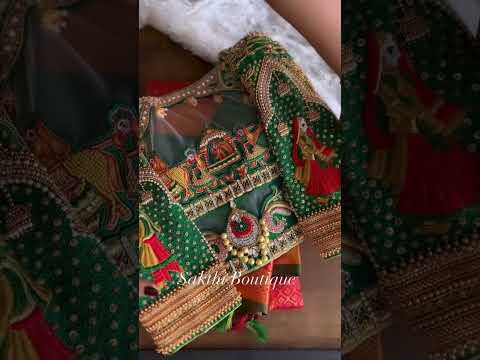Customized Raja Rani Sleeves with Heavy Hand Embroidered bridal blouse😍 #shorts #shortsvideo #bridal