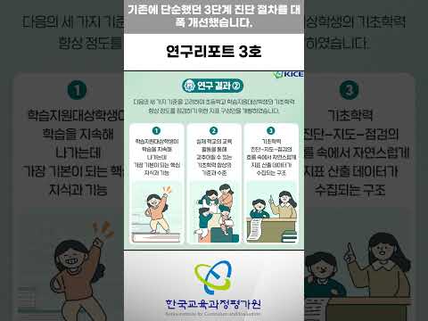 [KICE 영상리포트] 연구리포트 3호(학습지원대상학생의 기초학력 향상 점검 지표 개발(Ⅰ)) 발간