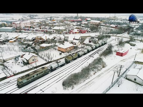 ❄🚁🚂Fluieroasa 60-0765-7 Whistle Loko & Marfar CFR MARFĂ Freight Train in Zăpadă/Snow in Marghita