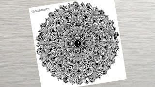 How to draw a Mandala Art for Beginners Step-by-Step Tutorial | Easy Mandala Drawing | #vanithaarts
