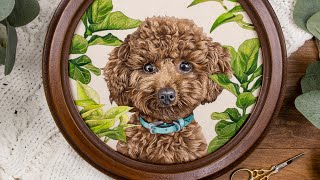 Hand embroidered dog portrait from start to finish!