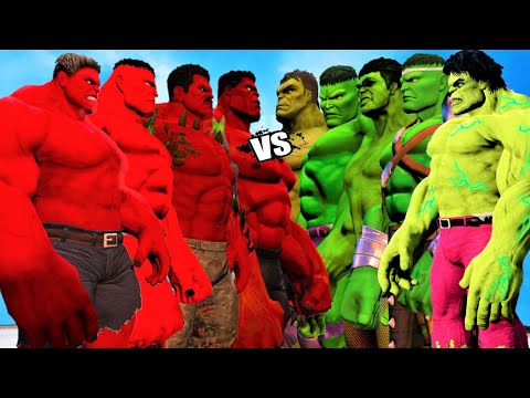 TEAM GREEN HULK vs TEAM RED HULK - HULK BATTLE - EPIC BATTLE WAR