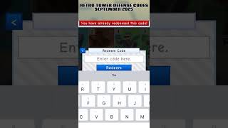 Retro Tower defense codes 9/14/25 #roblox #retro #retroTd #codes 