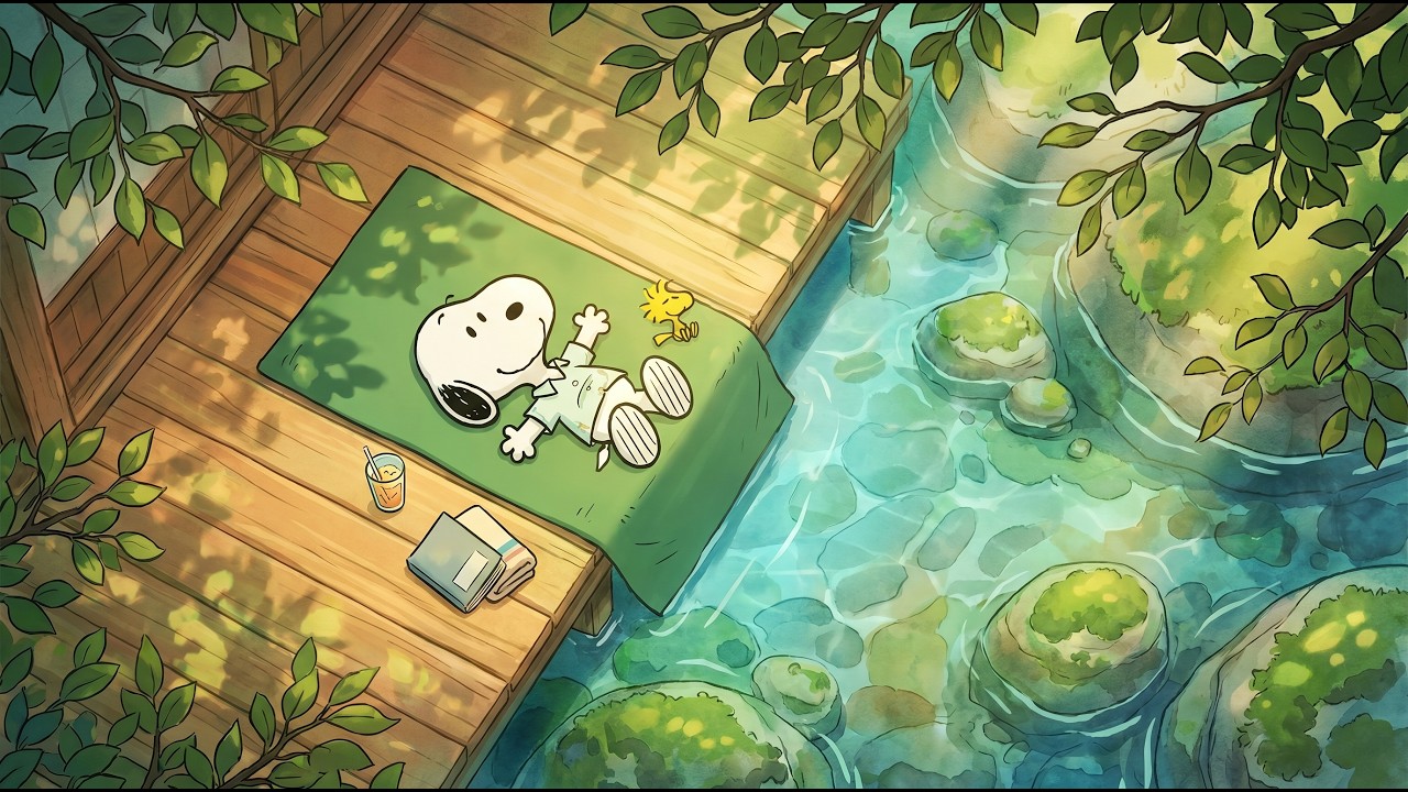 Snoopy Lazy Summer Afternoon ☀️ Chill Lofi Beats Playlist for Work, Study & Gentle Nature Vibes