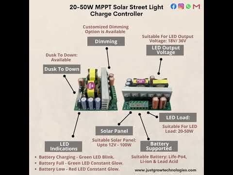 24W-50W MPPT Solar Street Light Charge Controller