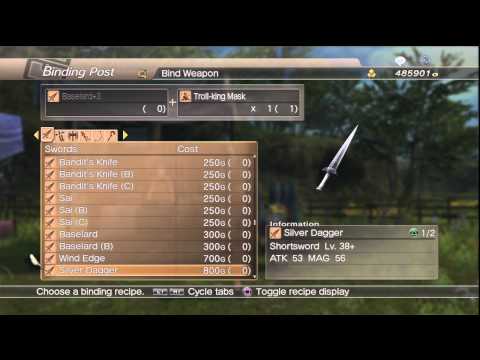 WKC 2 Weapon --  Swords (Daggers) Level 20 Complete Binding List White Knight Chronicles II HD