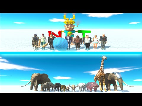 NEW MODERN HUMANS Team vs MODERN MAMMALS Team - Animal Revolt Battle Simulator ARBS
