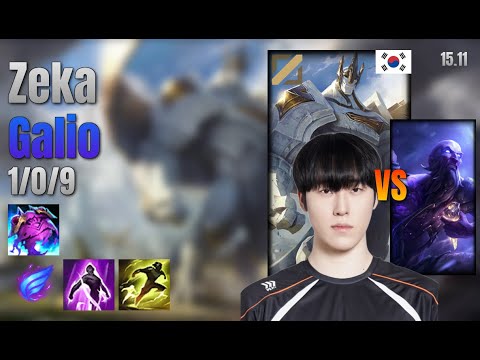 Zeka Mid Galio vs Ryze lol KR solo rank Full Game 15.11 | 제카 갈리오 vs 라이즈