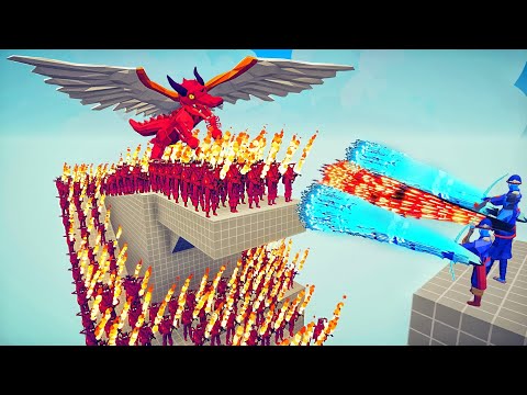 100x FLAME ARMY + DEMON DRAGON vs 3x EVERY GOD - Totally Accurate Battle Simulator TABS