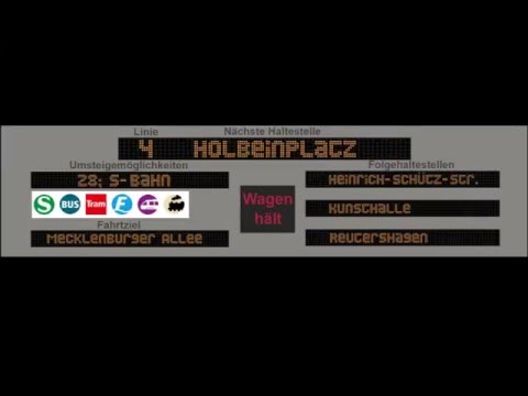 Ansagen Straßenbahn Rostock [Linie 4 | RSAG] //Ausschnitt [mit Haltestellenanzeige 6N1]