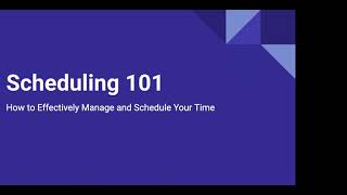 Scheduling 101 Loyola University