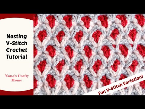 Nesting V-stitch crochet Stitch Tutorial Simple V-stitch variation!