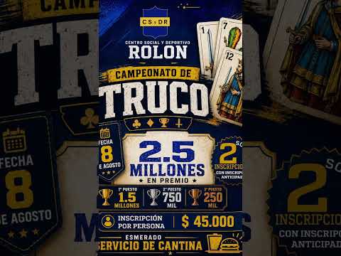 Sábado 08/08/26. 20 hs. Rolón, Prov. de La Pampa. #locosxeltruco #truco #torneotruco #torneodetruco