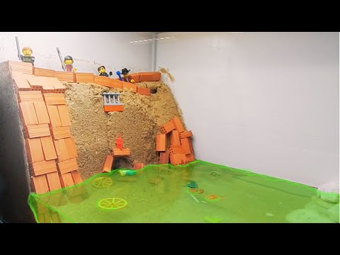 LEGO DAM BREACH Experiment - SAND CASTLE  - TOTAL FLOOD AND DESTROY