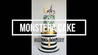 Modern Monstera Tropical Leaves Cake