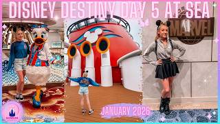 Disney Destiny Cruise Ship Day 5 Vlog At Sea Princess Daisy Black Panther Hercules Marvel Jan 2026