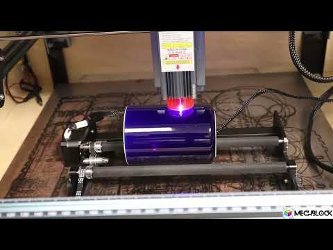 MECHBLOCK Cylindrical Engraving Ideas! Sculpfun Laser Rotary Axis Roller Attachment Review