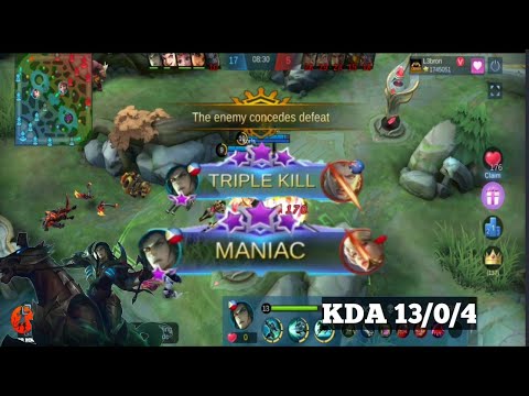 Leomord Hyper Carry KDA 13/0/3 RIP Savage Aggressive Play Mobilelegends
