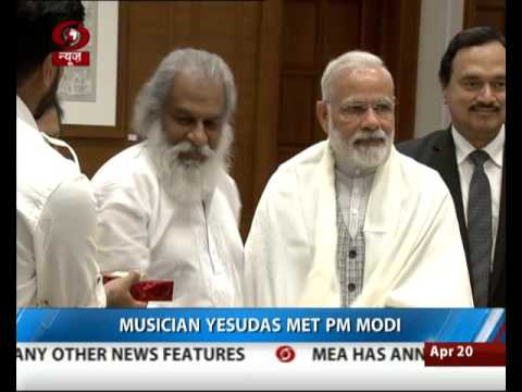 Musician Yesudas meets Prime Minister Narendra Modi