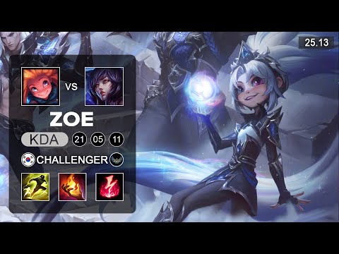 Zoe vs Ahri Mid - KR Challenger - Patch 25.13 Season 15