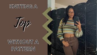 knitting a long-sleeve top without a pattern | knit with me