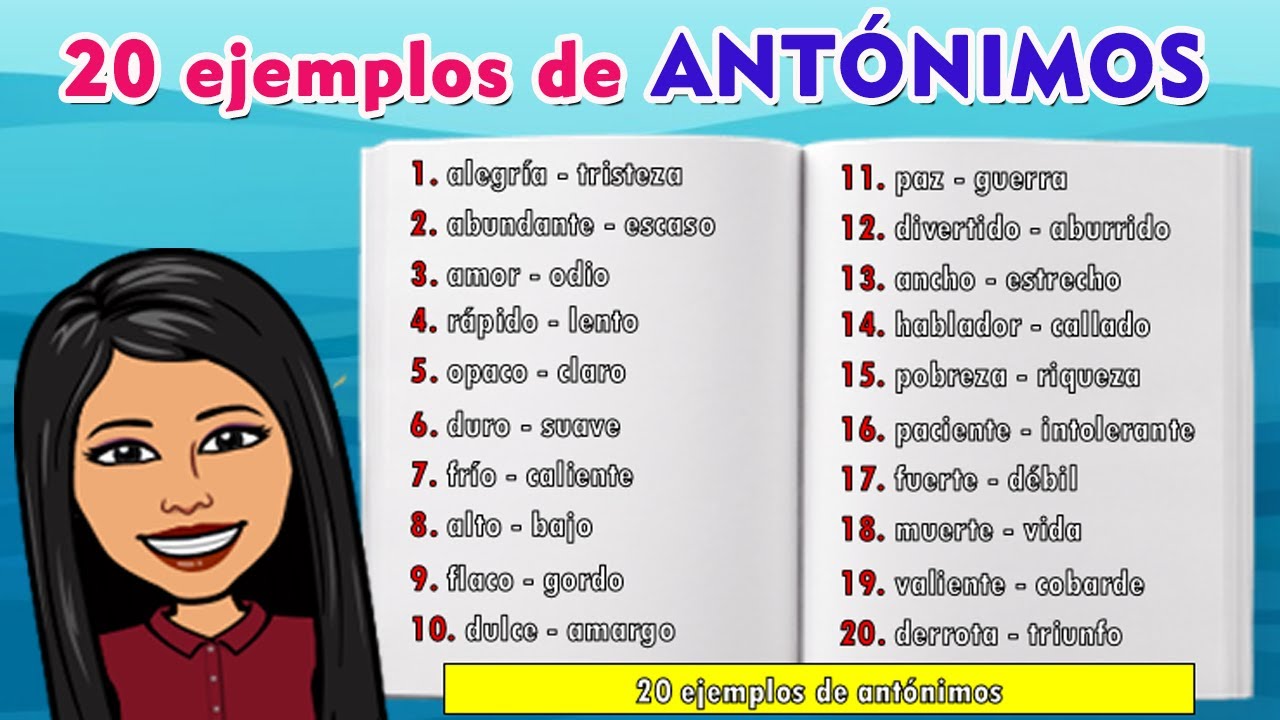 20 ejemplos de antónimos | Examples of antonyms