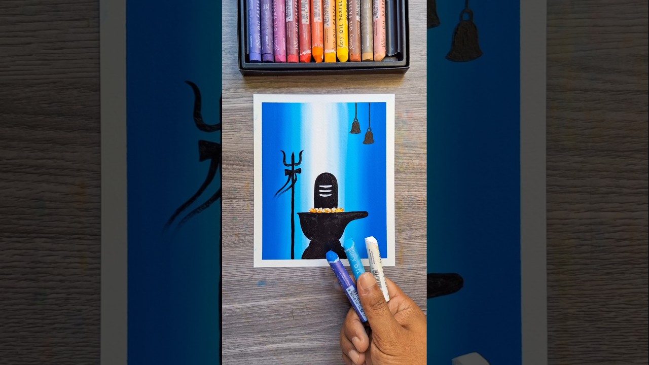 🕉️ Beautiful Shivling Drawing with Oil Pastels | Easy Lord Shiva Art Tutorial