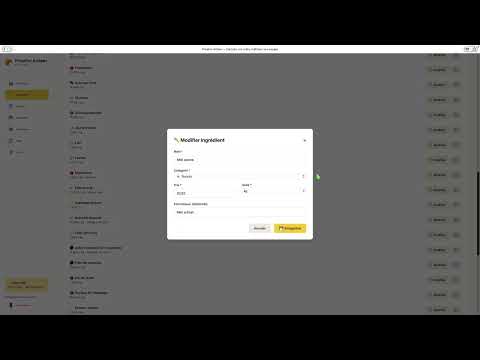 Gestion des ingrédients