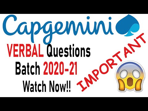 Capgemini Verbal Ability Questions 2020-21 | New Pattern | Important