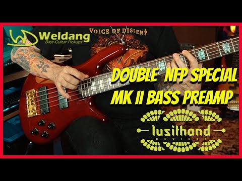 NEXT LEVEL BASS TECH! Lusithand Double NFP Special MKII Preamp & Weldang  Multi-Coil Pickups RIP!