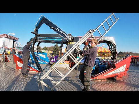 Building up the Fun Fair! Build up Footage and Pull on of Beach’s Fairground Ready for Opening.