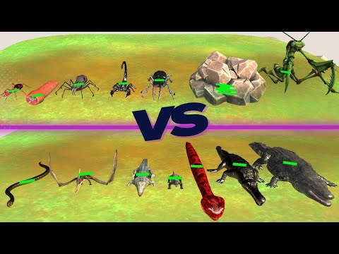 All Reptiles Team 💪Vs💪 All Giant Invertebrates Team // Animal Revolt Battle Simulator // ARBS !!