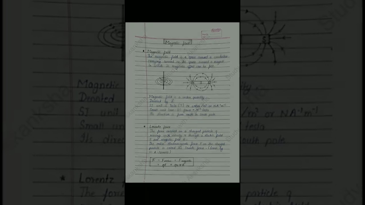 Class 12 physics notes | Moving charges and magnetism | pdf link in the description | JEE | #shorts