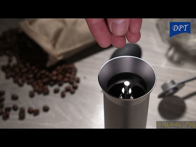 طاحونة قهوة استانلس ستيل عالي الجودة يدوية 25 جرام- تحكم كامل بدرجة الطحن، سهلة الحمل والاستخدام، طحن دقيق وجودة عالية،ضمان سنتان