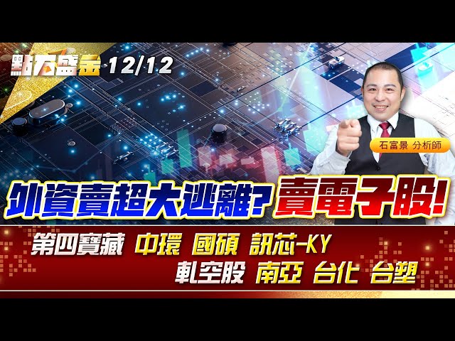 外資賣超大逃離?賣電子股!第四寶藏 #中環 #國碩 #訊芯-KY 軋空股 #南亞 #台化 #台塑《點石盛金》石富景
