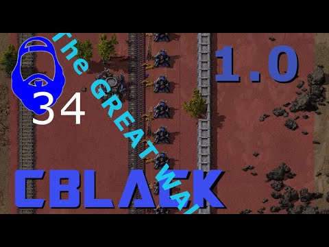 CBlack's Factorio 1.0 - E34 - Bots = fast wall defense building!