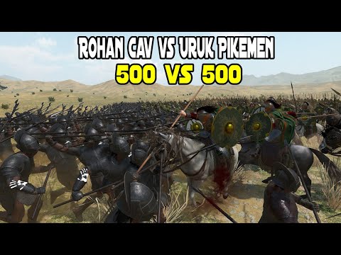500 Rohan Cavalry vs 500 Uruk hai Pikemen - Mount and Blade 2: Bannerlord LOTR Mod