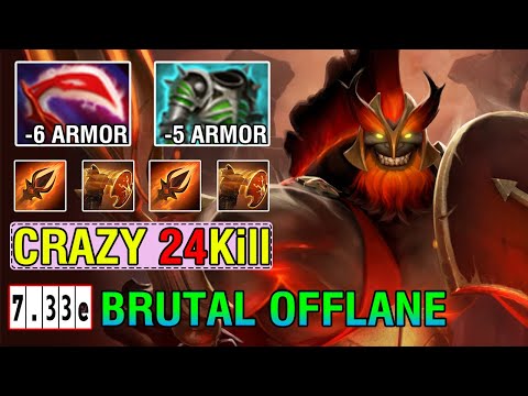 Crazy Offlane [Mars] Full Physical Damage Build Brutal Shield Smash Dmg 24Kills Dota2 7.33E