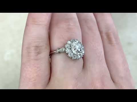 1.50ct Old European Cut Diamond Platinum Joslin Ring - Hand Video -
